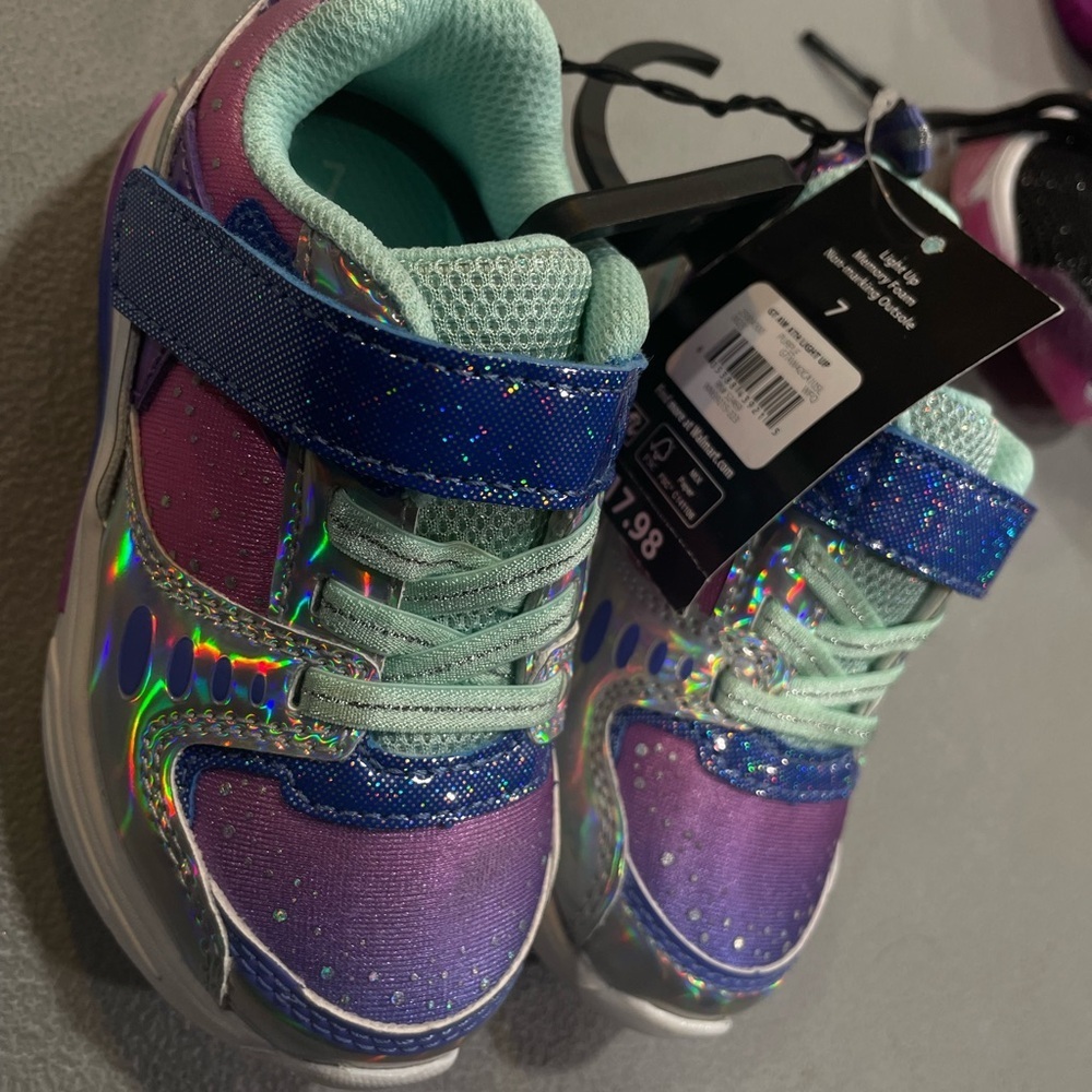 Kids Glittery Purple and Blue Sneakers